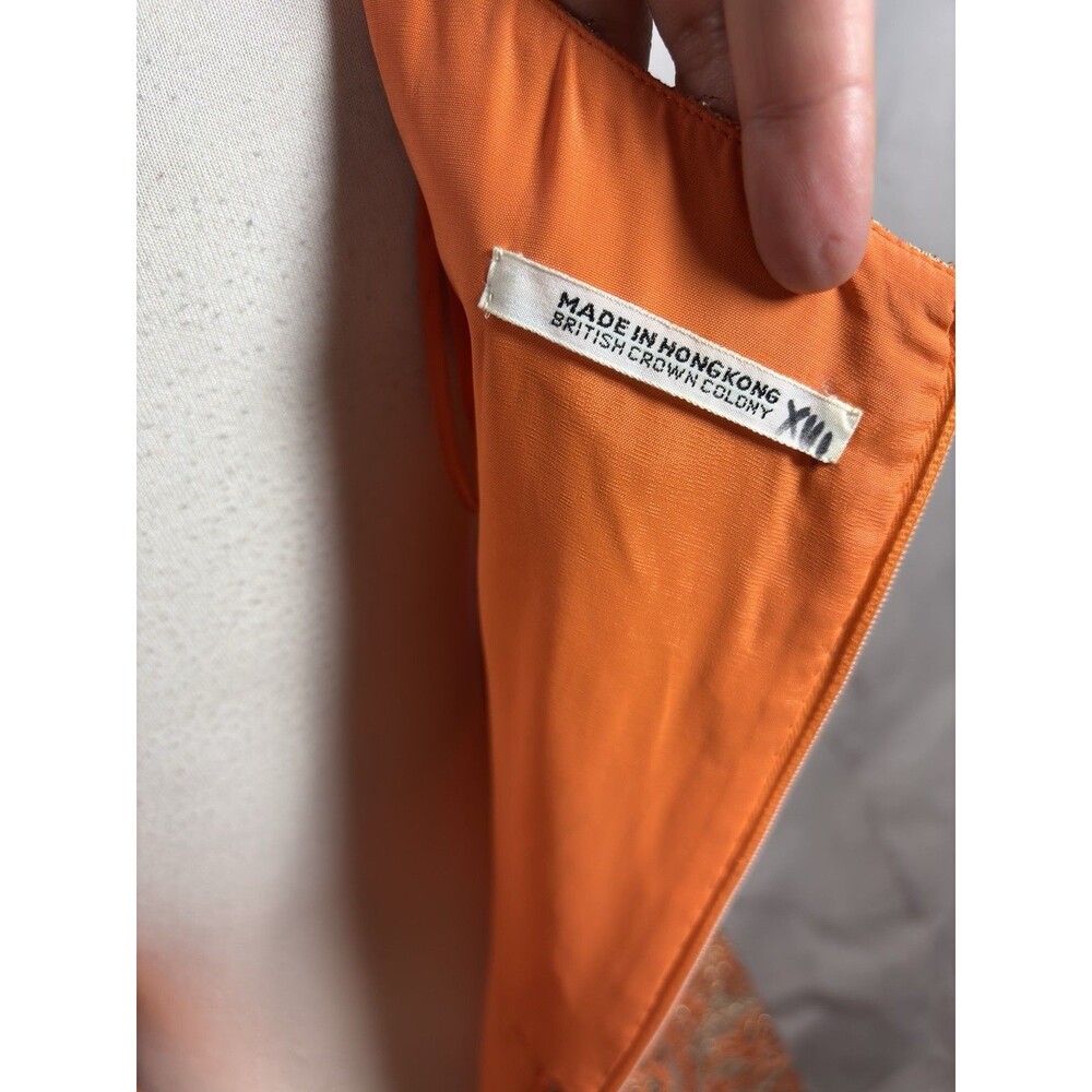 Vintage 60s Kent Originals Empire Waist Evening Gown Dress Orange Brocade 6 S - Picture 11 of 16